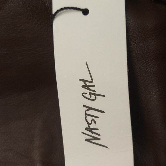 NASTY GAL Premium Faux Leather High Waisted Trouser in Chocolate Brown - Picture 13 of 15